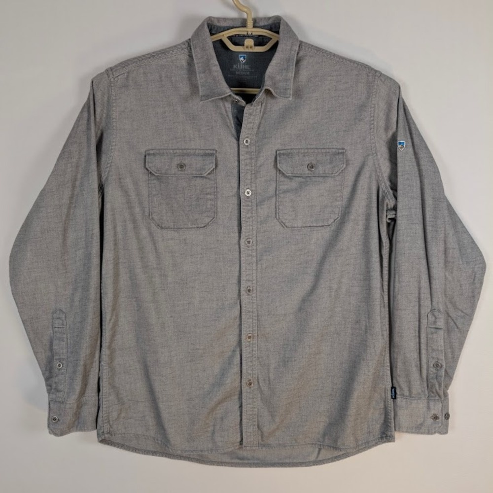Kuhl Shirt Mens M Gray Descendr Flannel Long Sleeve Cotton Tencel 7244 GorpCore
